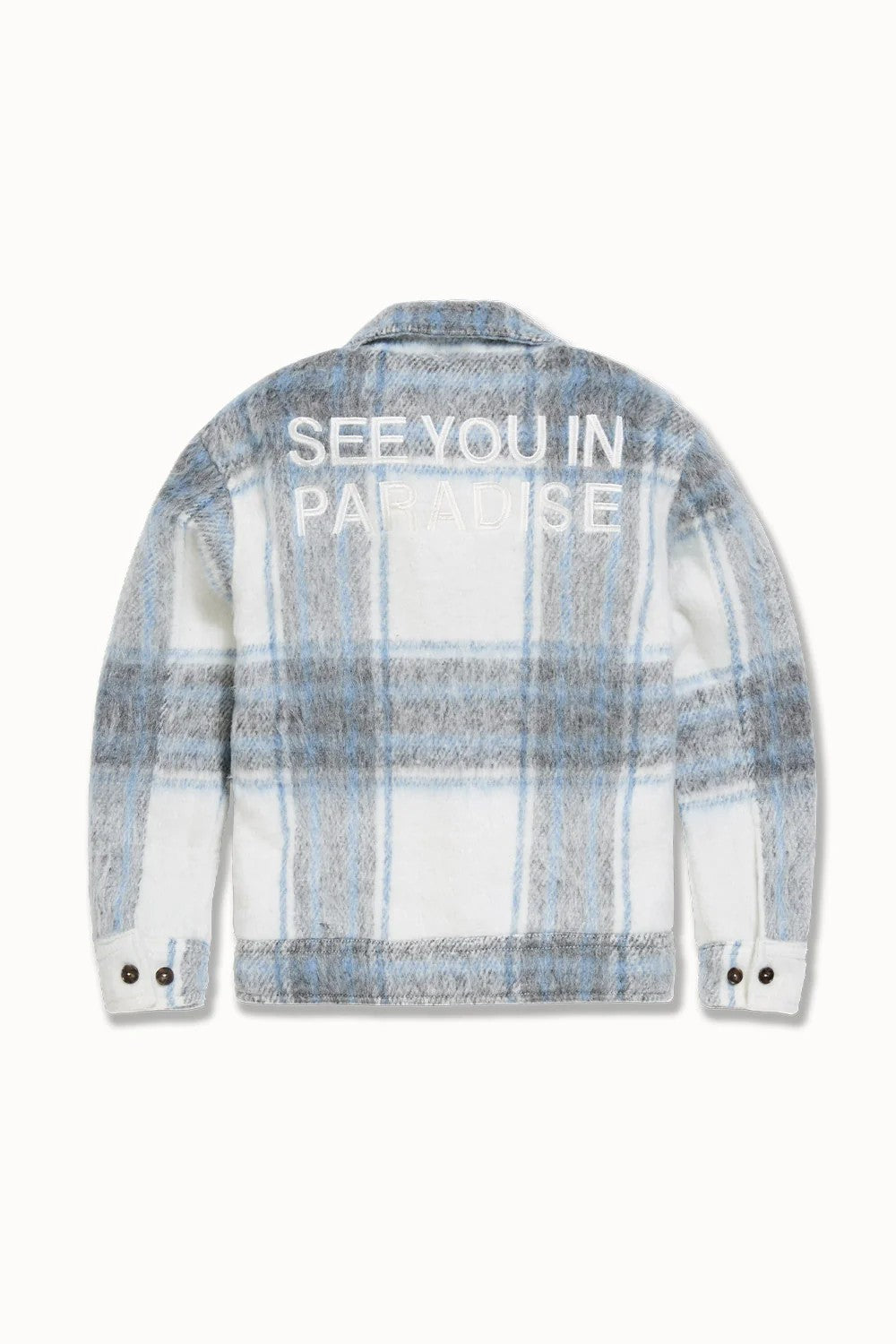 KIDS JORDAN CRAIG SYIP HOODED FLANNEL SHACKET (LIGHT BLUE)