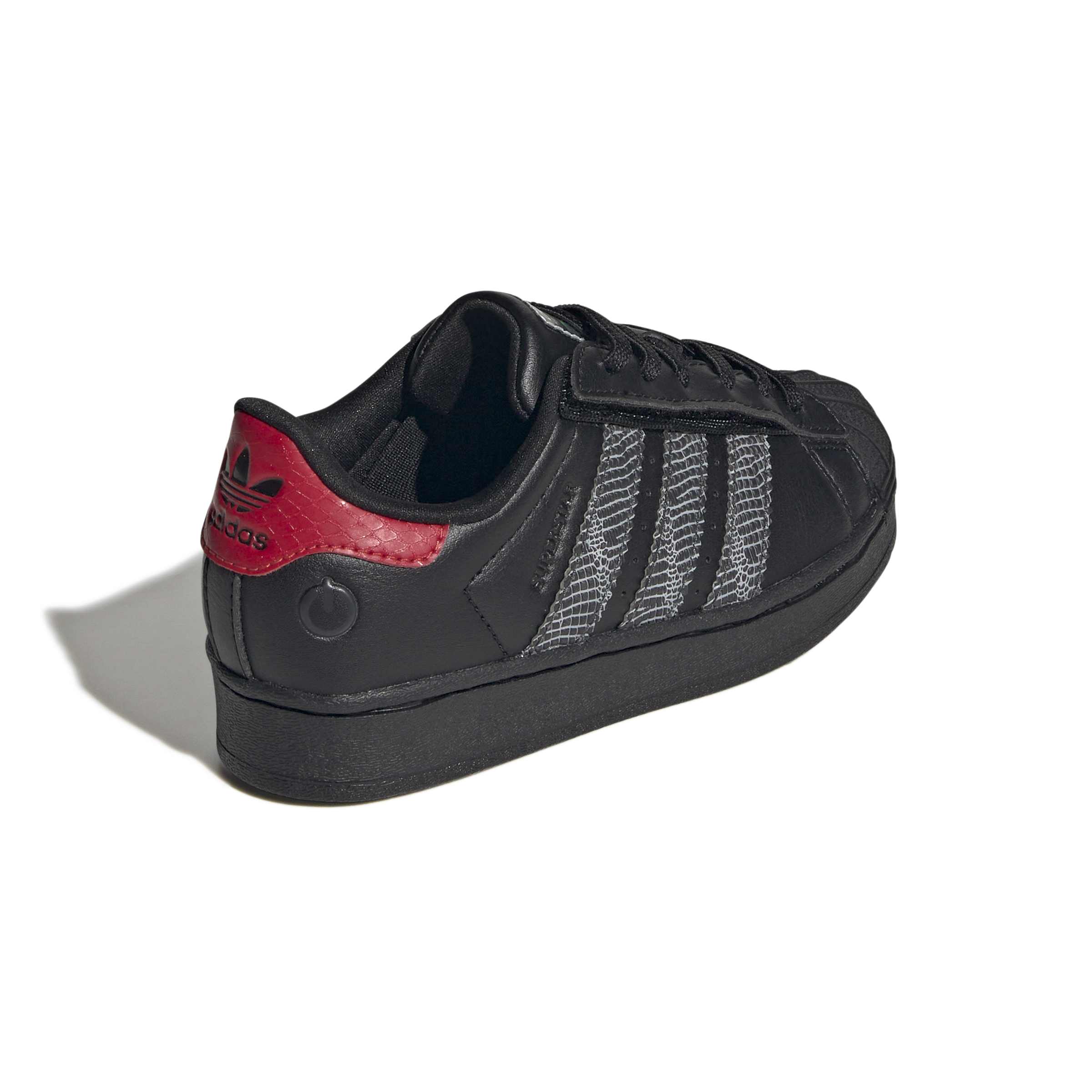 KIDS ADIDAS SUPERSTAR LED LIGHTS COMFORT CLOSURE ELASTIC LACE C (CORE BLACK / CORE BLACK / RED)