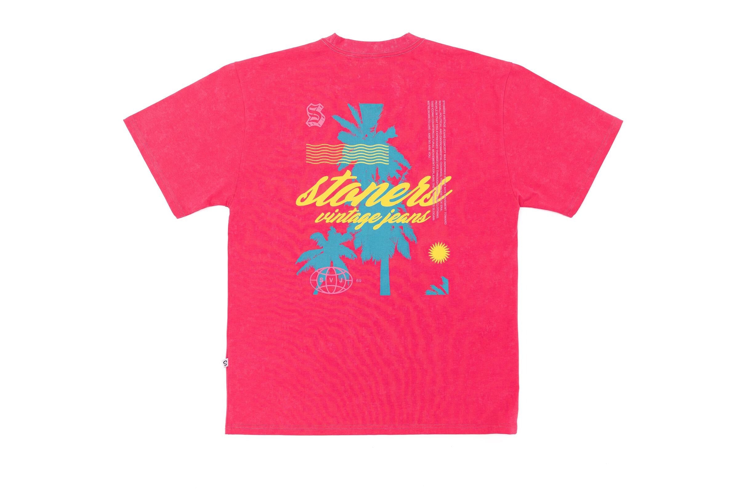 MENS STONERS VINTAGE JEANS Co. MIAMI VIBES OVERSIZED T-SHIRT (PINK)