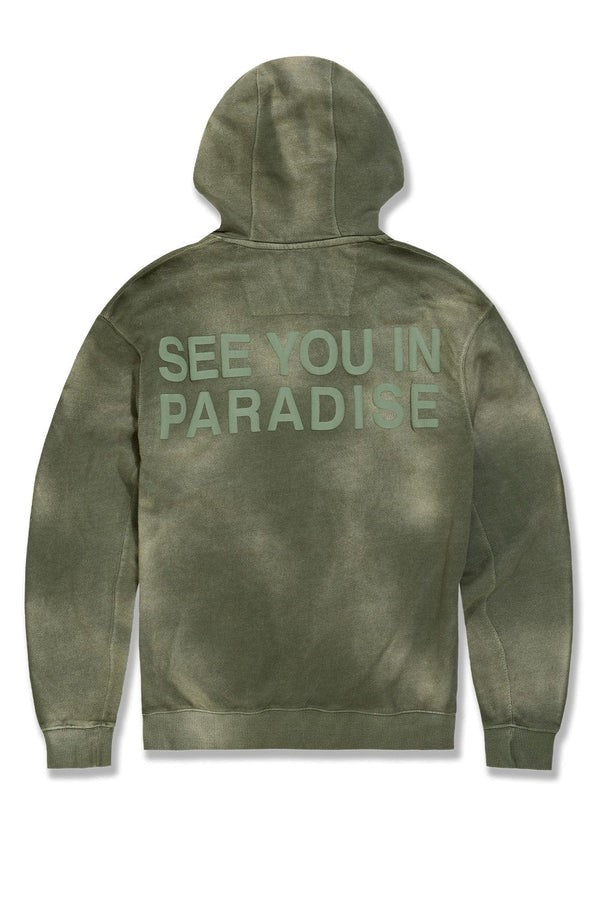 MENS JORDAN CRAIG PARADISE WASHED PULLOVER HOODIE (OLIVE)