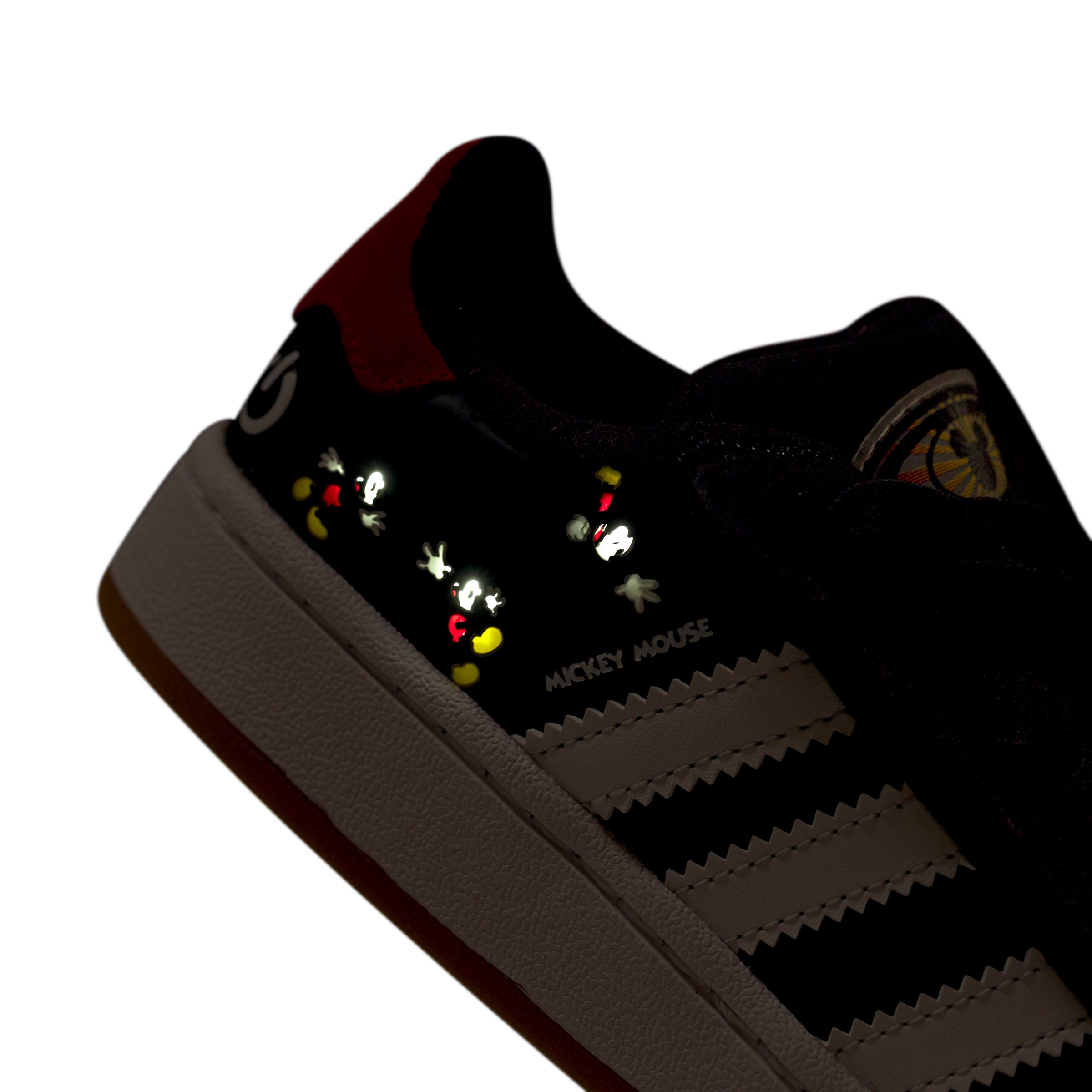 KIDS ADIDAS DISNEY MICKEY MOUSE CAMPUS 00S LED LIGHTS COMFORT CLOSURE ELASTIC LACE C (CORE BLACK / CLOUD WHITE / RED)