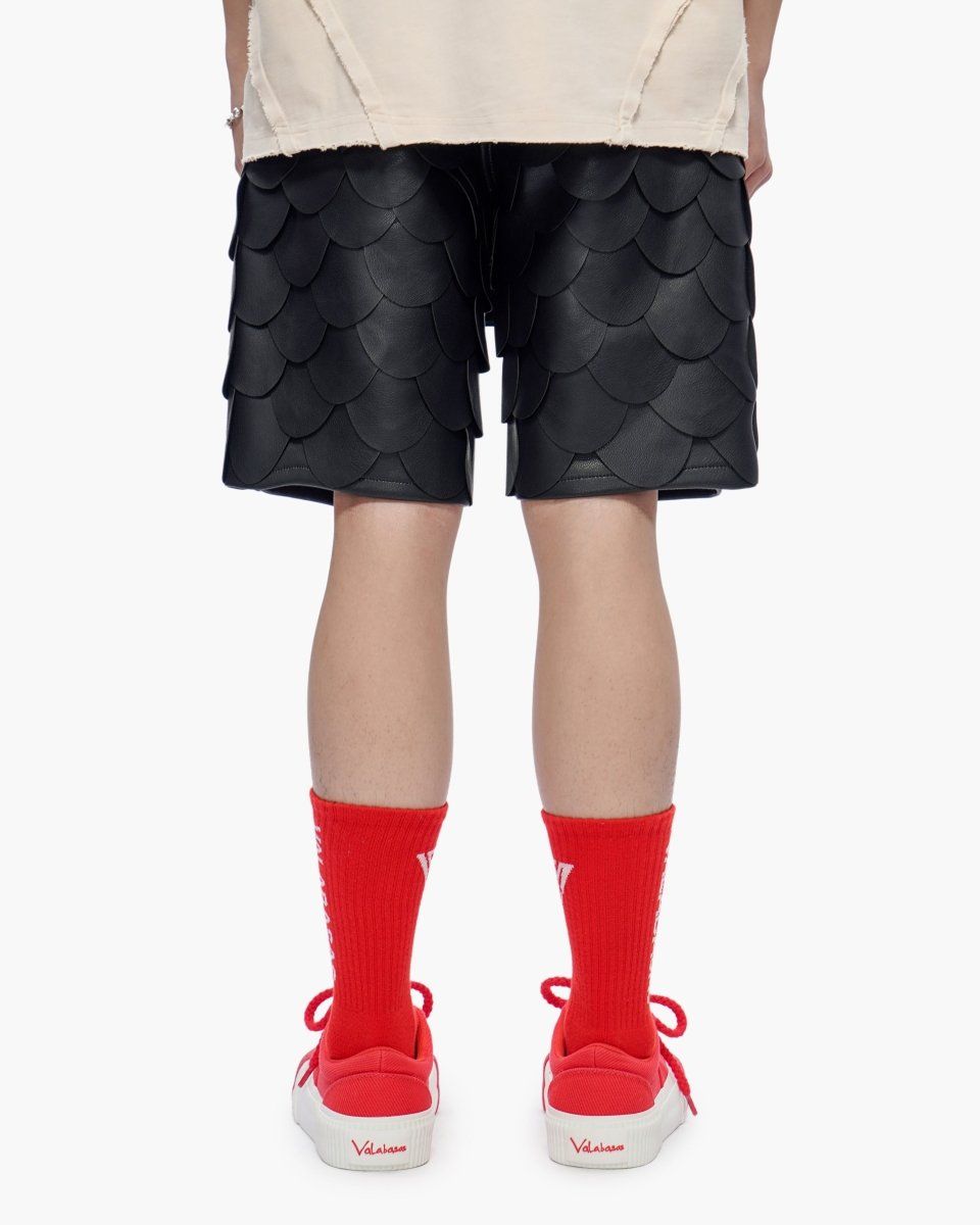 MENS VALABASAS DRAGON SCALES LEATHER SHORT (BLACK)