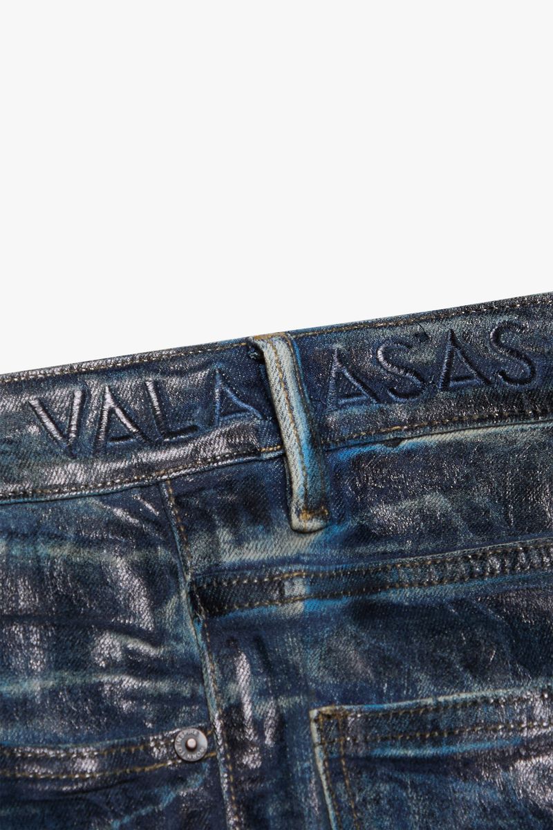 MENS VALABASAS "FAX" STACKED WAXED DENIM (DIRTY INDIGO WAXED)