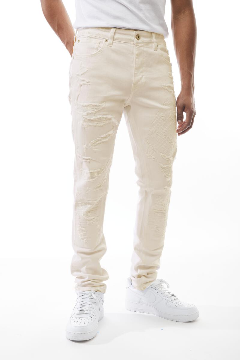 MENS M. SOCIETY RIP & REPAIR JEAN (BONE)
