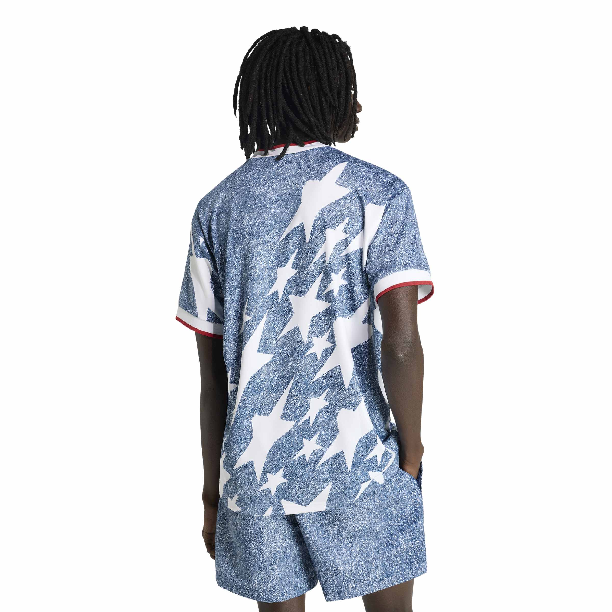 MENS ADIDAS DENIM GRAPHIC JERSEY (WHITE / DARK BLUE)