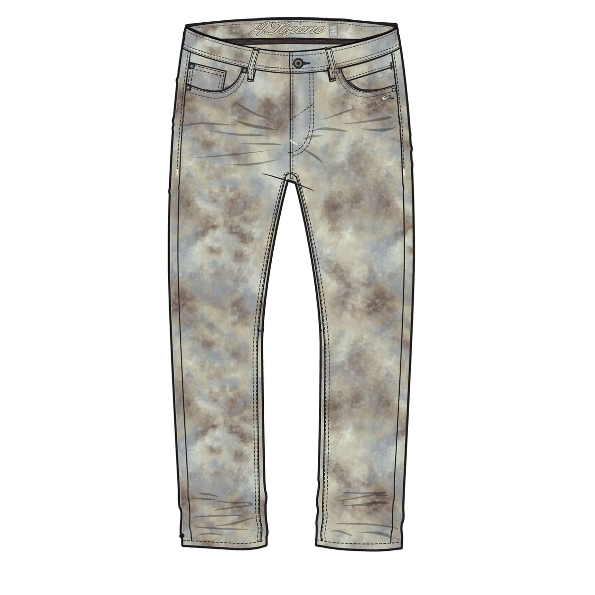 HAYES | MENS MULTI COLOR ROTARY PRINT JEAN (DUSTY BLUE)