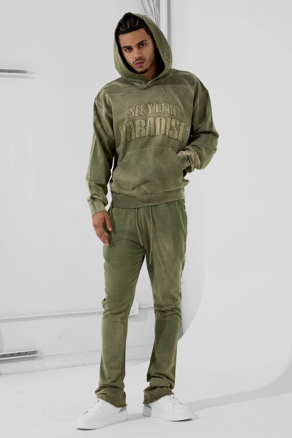 MENS JORDAN CRAIG OASIS WASHED PULLOVER HOODIE (OLIVE)