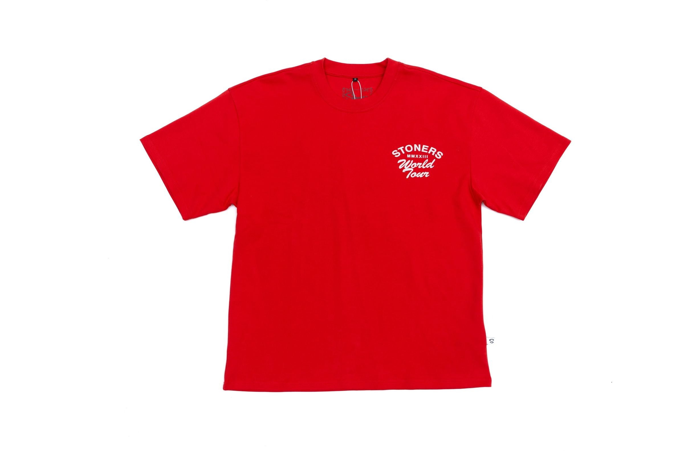 MENS STONERS VINTAGE JEANS Co. ROLLING OVERSIZED T-SHIRT (RED)