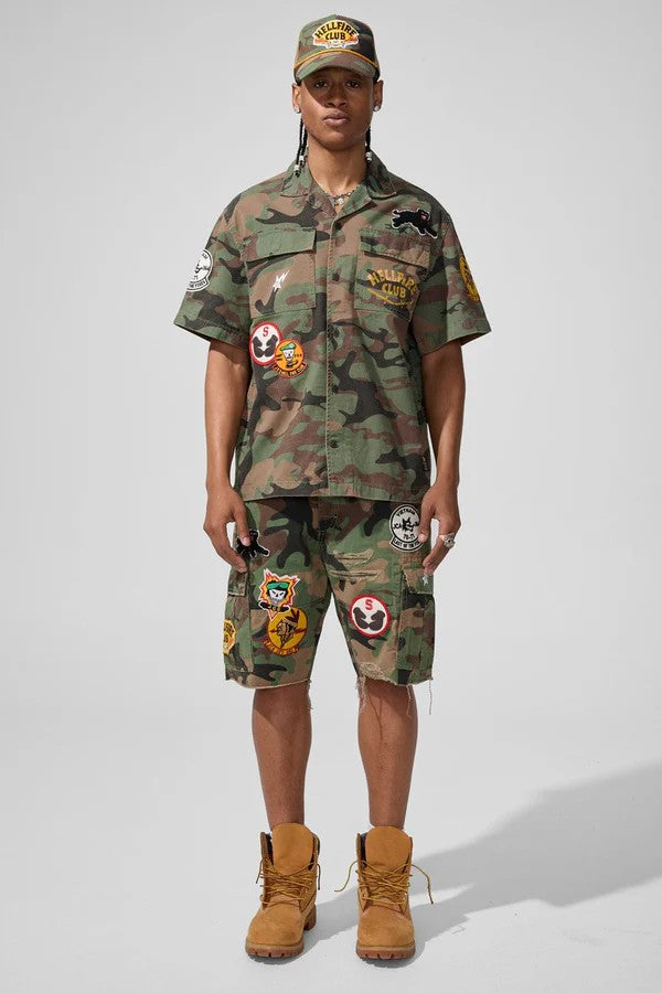 MENS JORDAN CRAIG WAR ANGEL CAMP SHIRT (VINTAGE CAMO)