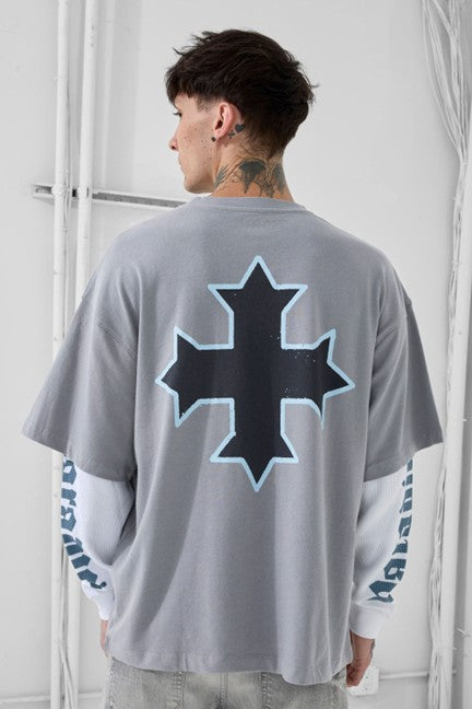 MENS JORDAN CRAIG NIGHT RIDER WAFFLE THERMAL T-SHIRT (GREY)