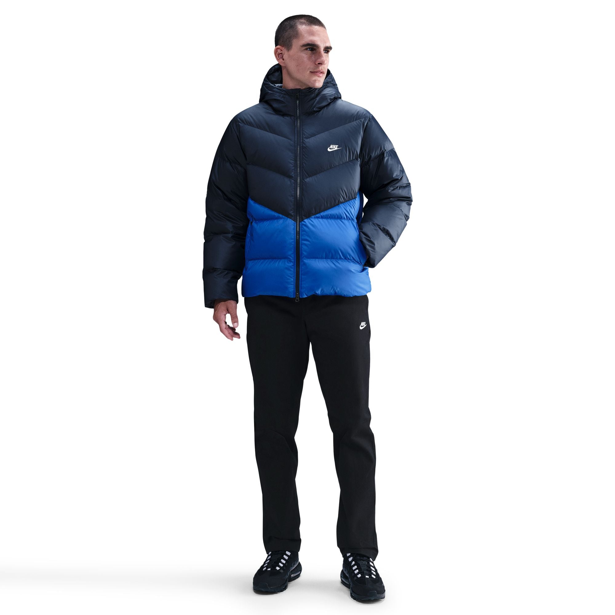MENS NIKE DOWN-FILLED WINDRUNNER STATEMENT JACKET (OBSIDIAN/GAME ROYAL/WHITE)
