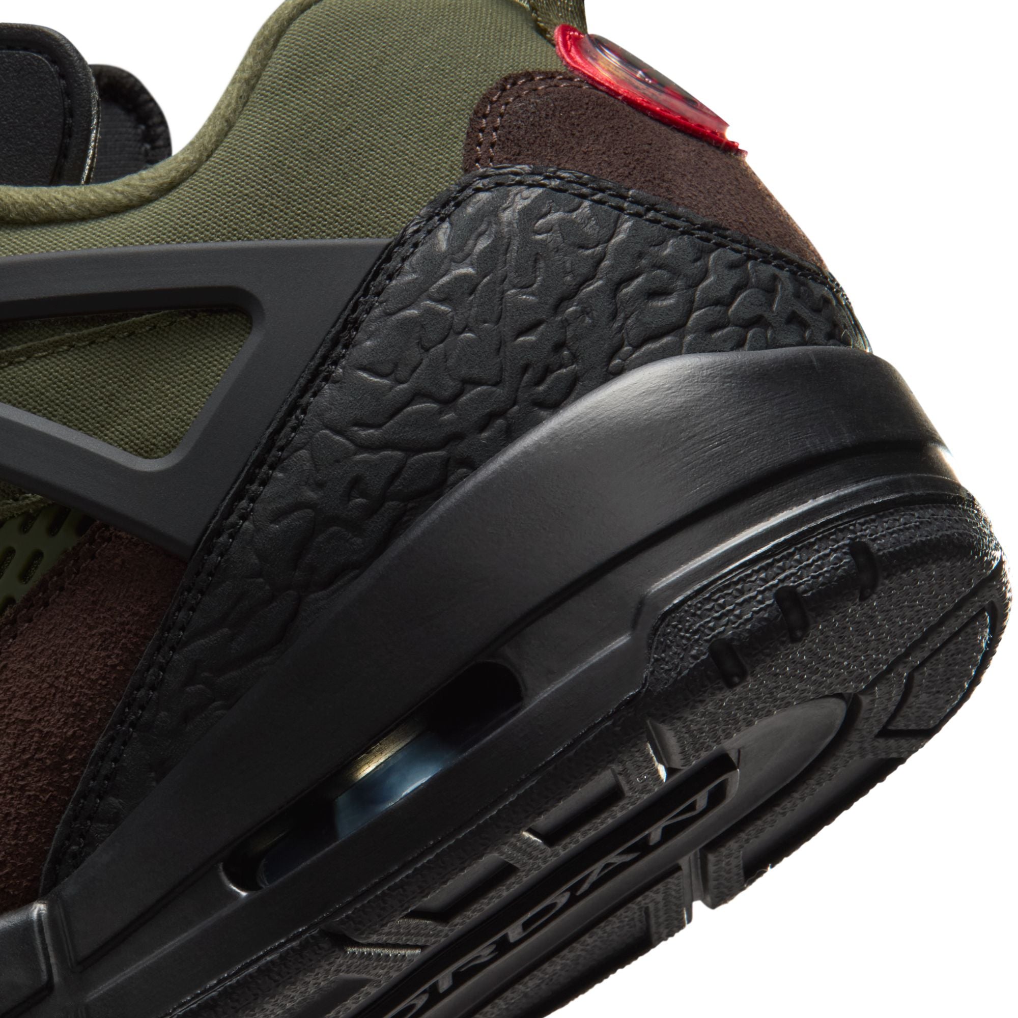 MENS JORDAN SPIZIKE LOW (MEDIUM OLIVE/UNIVERSITY RED/BLACK)