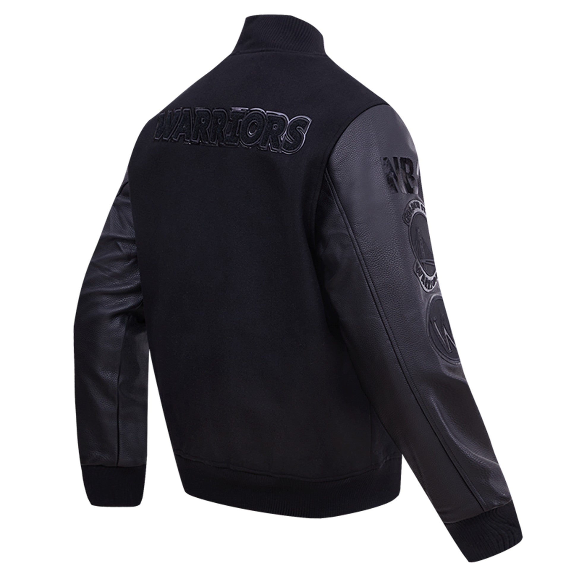 MENS PRO STANDARD GOLDEN STATE WARRIORS TRIPLE BLACK WOOL VARSITY JACKET (BLACK)