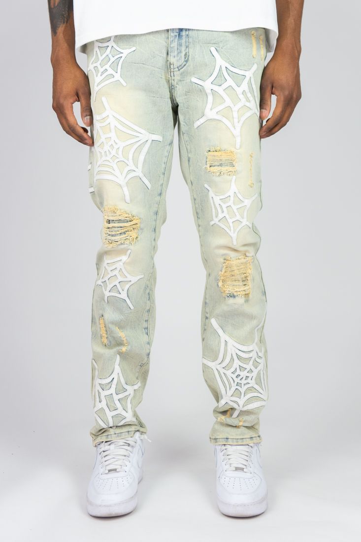MENS R3BEL DENIM WEBSTER PATCH JEAN (LIGHT VINTAGE)