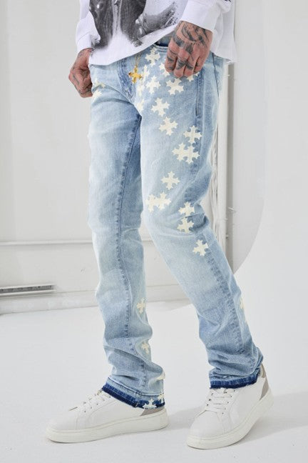 MENS JORDAN CRAIG SUPER SKINNY STACKED FORBIDDEN FRUIT DENIM (ARCTIC WASH)