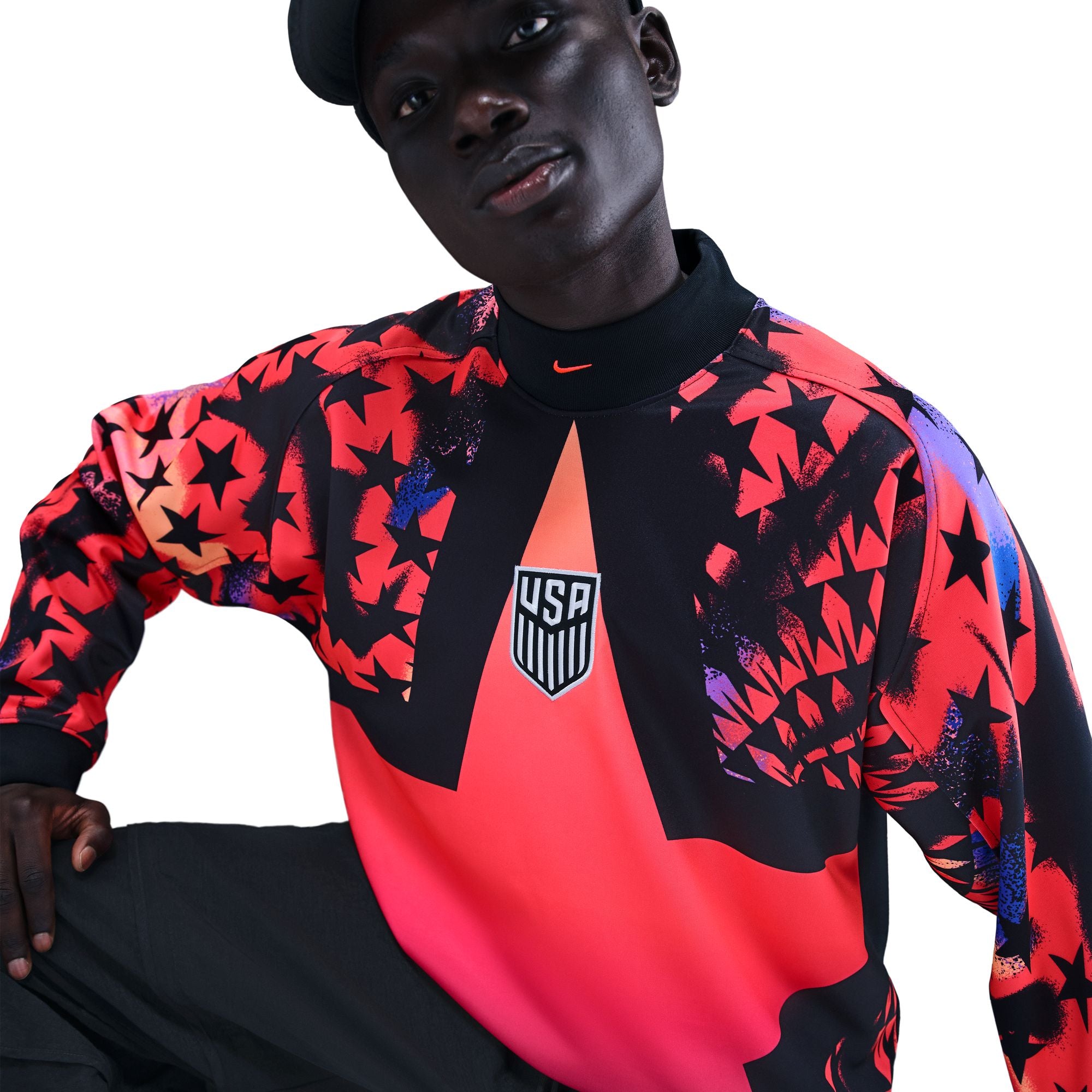 MENS NIKE USA AU GOALKEEPER SHIRT (BLACK/BRIGHT CRIMSON)