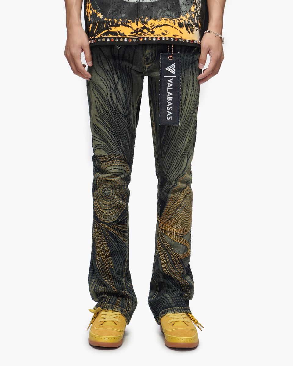 MENS VALABASAS KNOWLEDGE STACKED JEAN (DARK VINTAGE WASH)