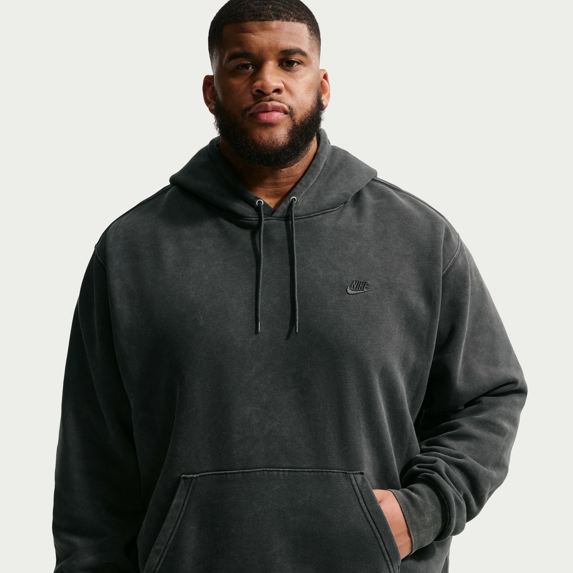 MENS NIKE SPORTSWEAR CLUB WASHED FLEECE HOODIE (ANTHRACITE)