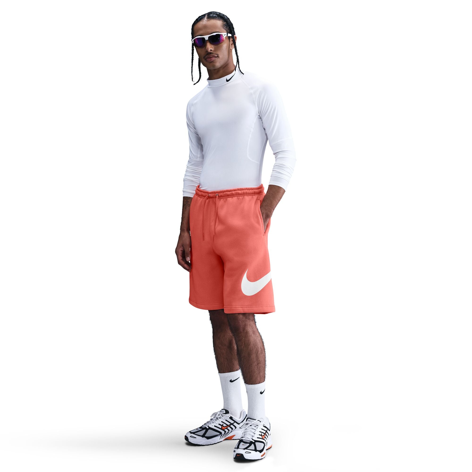 MENS NIKE CLUB FLEECE SHORT (MAGIC EMBER/WHITE)