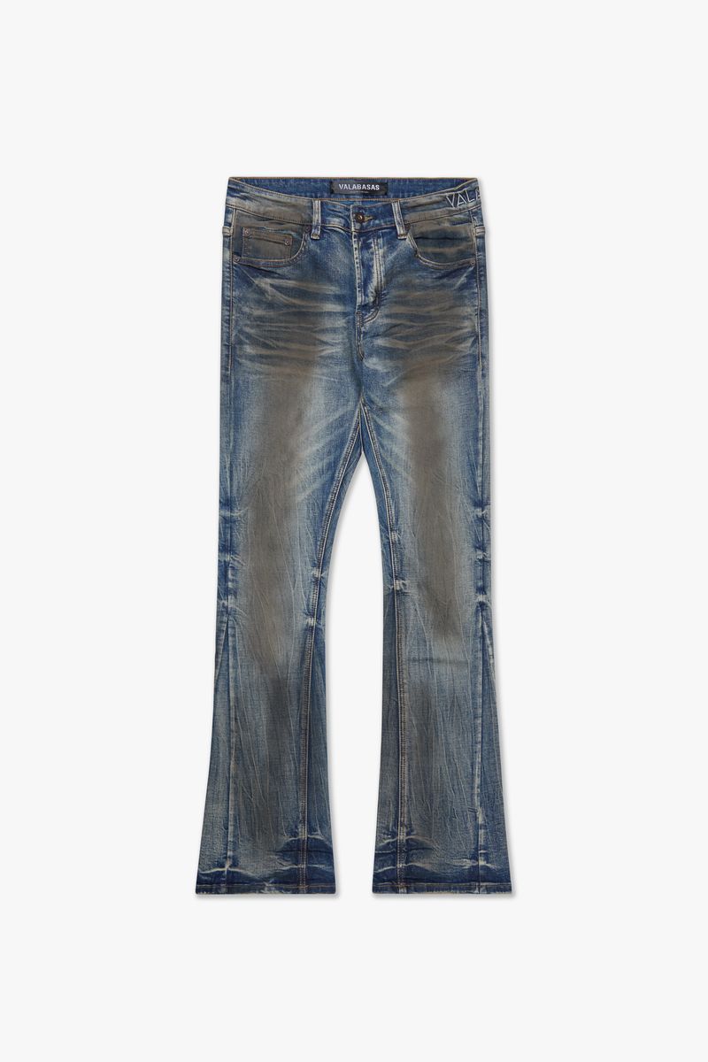 MENS VALABASAS "FAX" STACKED WAXED DENIM (DIRTY BLUE WASHED)