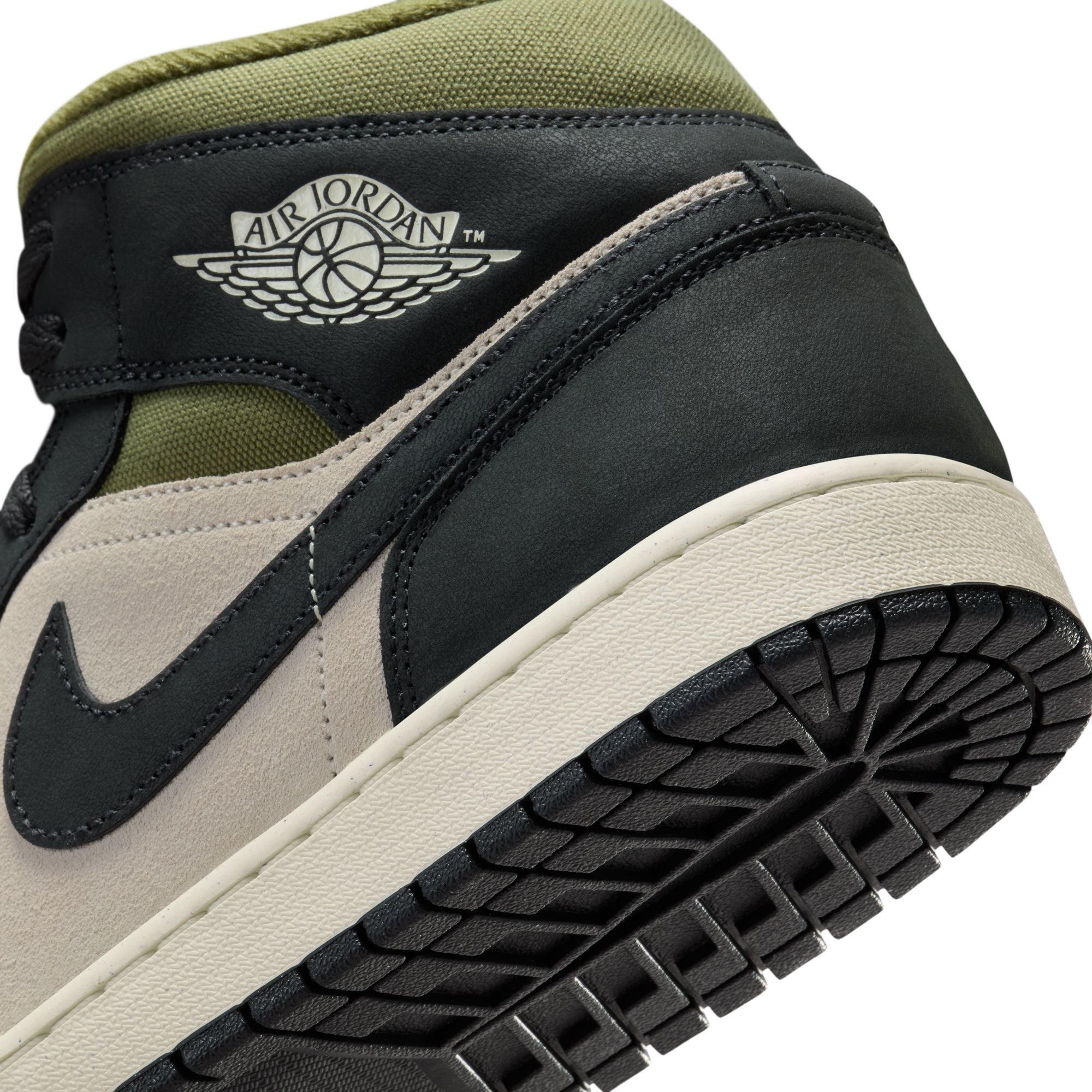 MENS AIR JORDAN 1 MID SE (LT OREWOOD BRN/OFF NOIR/MEDIUM OLIVE)
