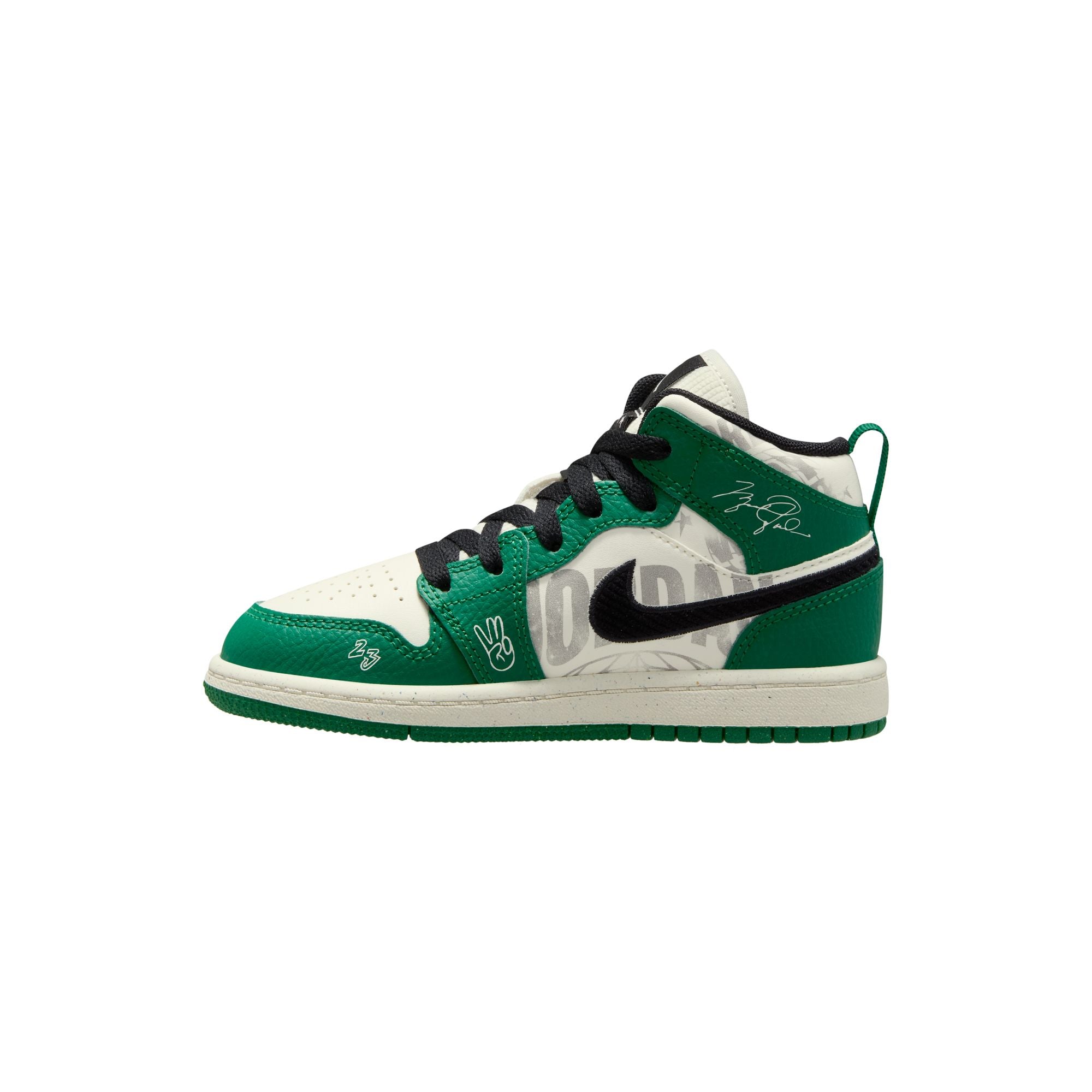 KIDS JORDAN 1 MID SE PS (PINE GREEN/SAIL/BLACK/TEAM ORANGE)