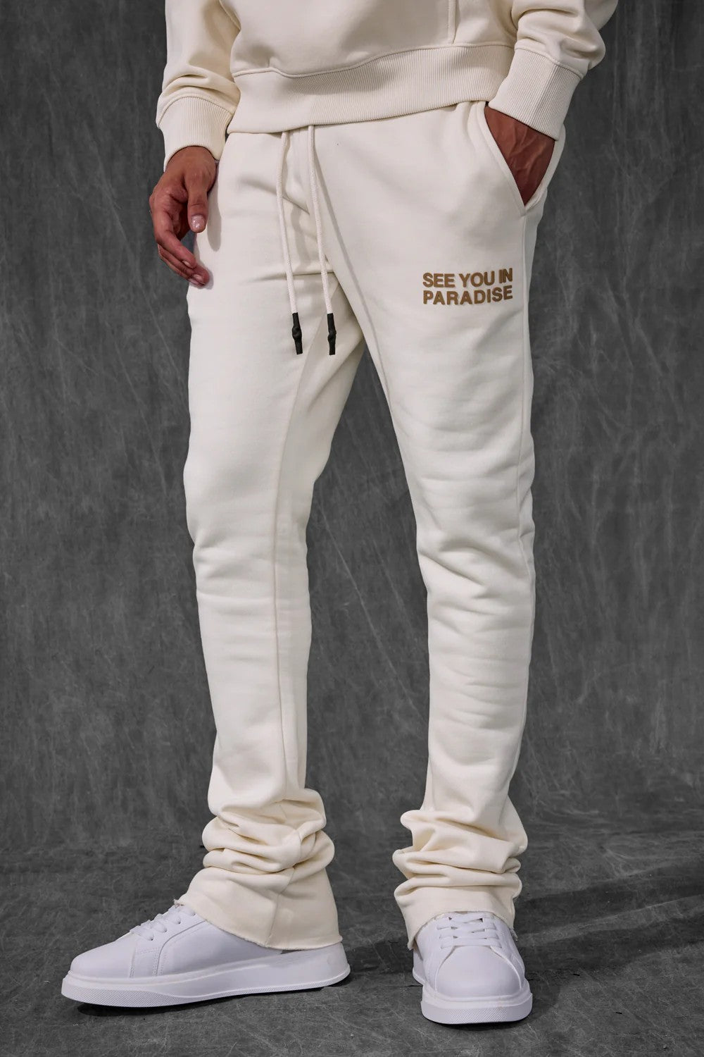 MENS JORDAN CRAIG SYIP TONAL STACKED SWEATPANT (BONE)