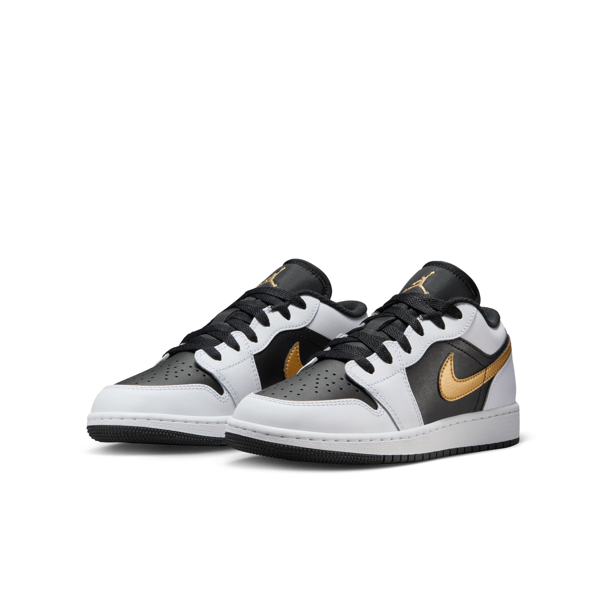 KIDS AIR JORDAN 1 LOW GS (WHITE/METALLIC GOLD/BLACK)