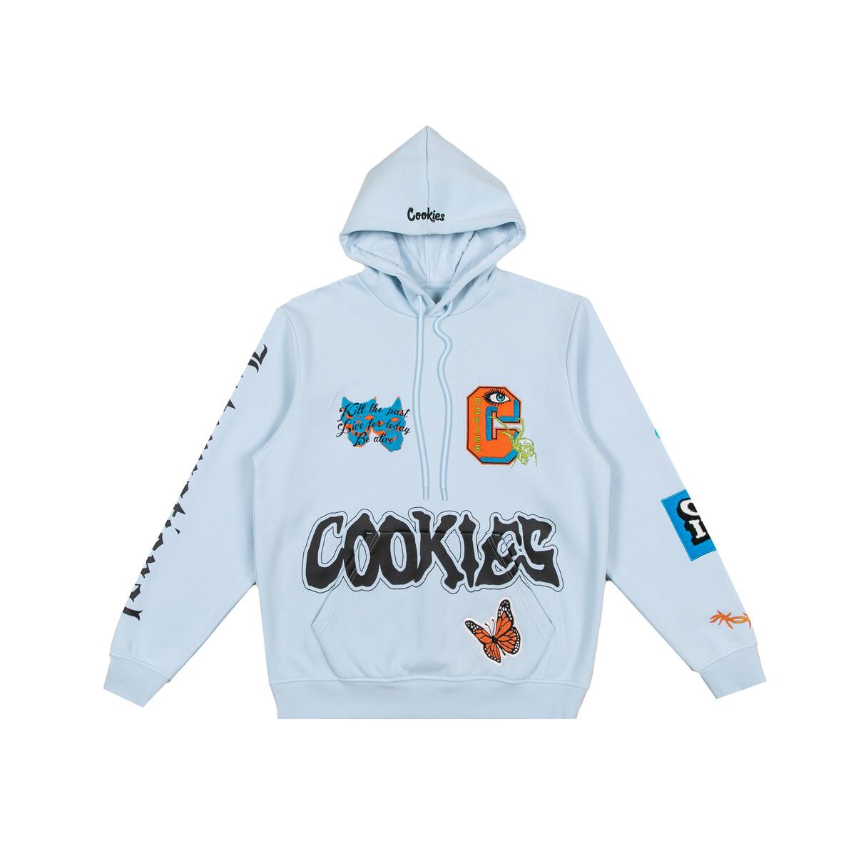 MENS COOKIES HIGHEST OF HIGHS PULLOVER HOODIE WITH CHENILLE APPLIQUE (SKY BLUE)