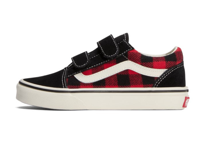 KIDS VANS OLD SKOOL V BUFFALO PLAID PS (RACING RED/BLACK)