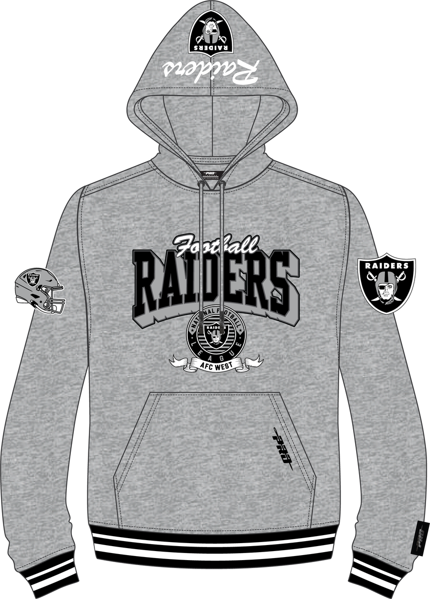 MENS PRO STANDARD LAS VEGAS RAIDERS TEAM BADGE M RIB FLC PO HOODIE (HEATHER GREY/BLACK)
