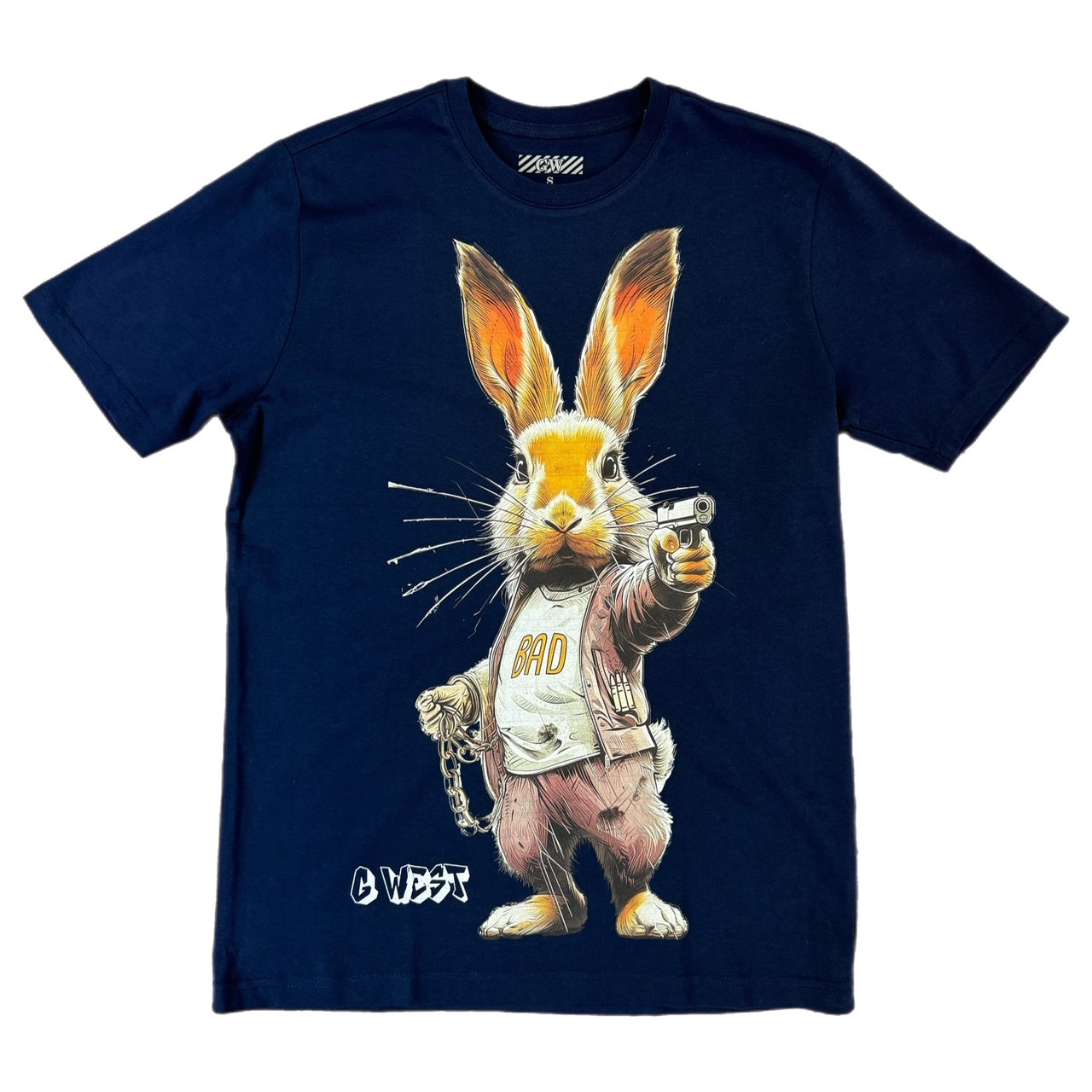 MENS G WEST BAD BUNNY T-SHIRT (NAVY)