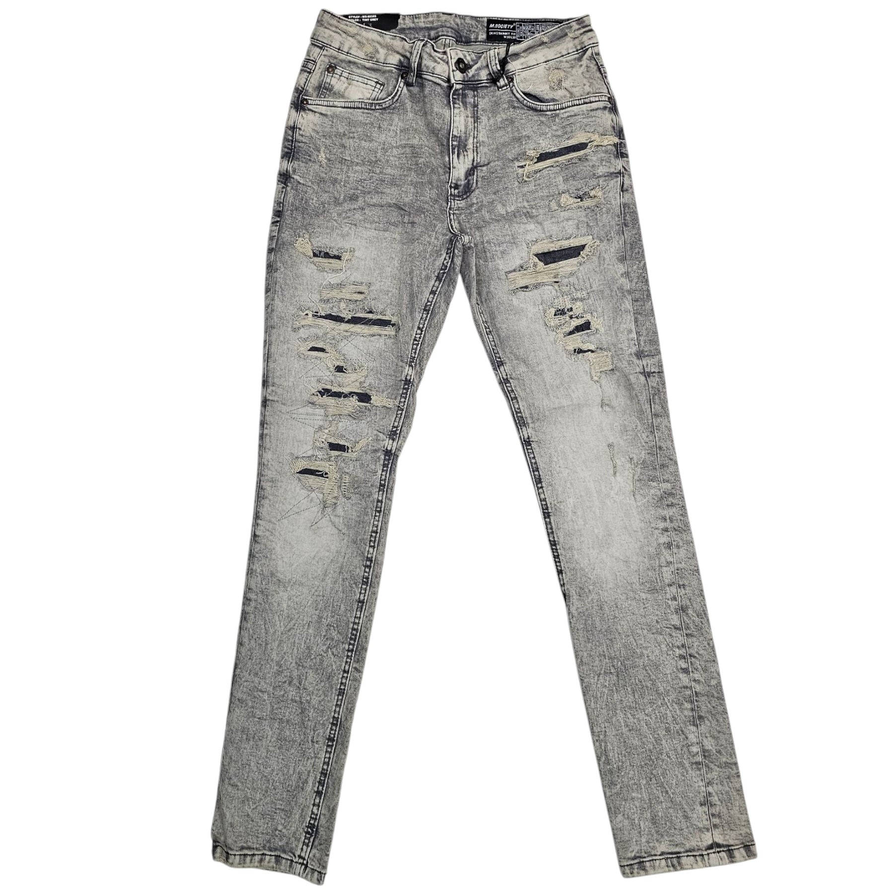 MENS M. SOCIETY RIP AND REPAIR JEAN (TINT GREY)