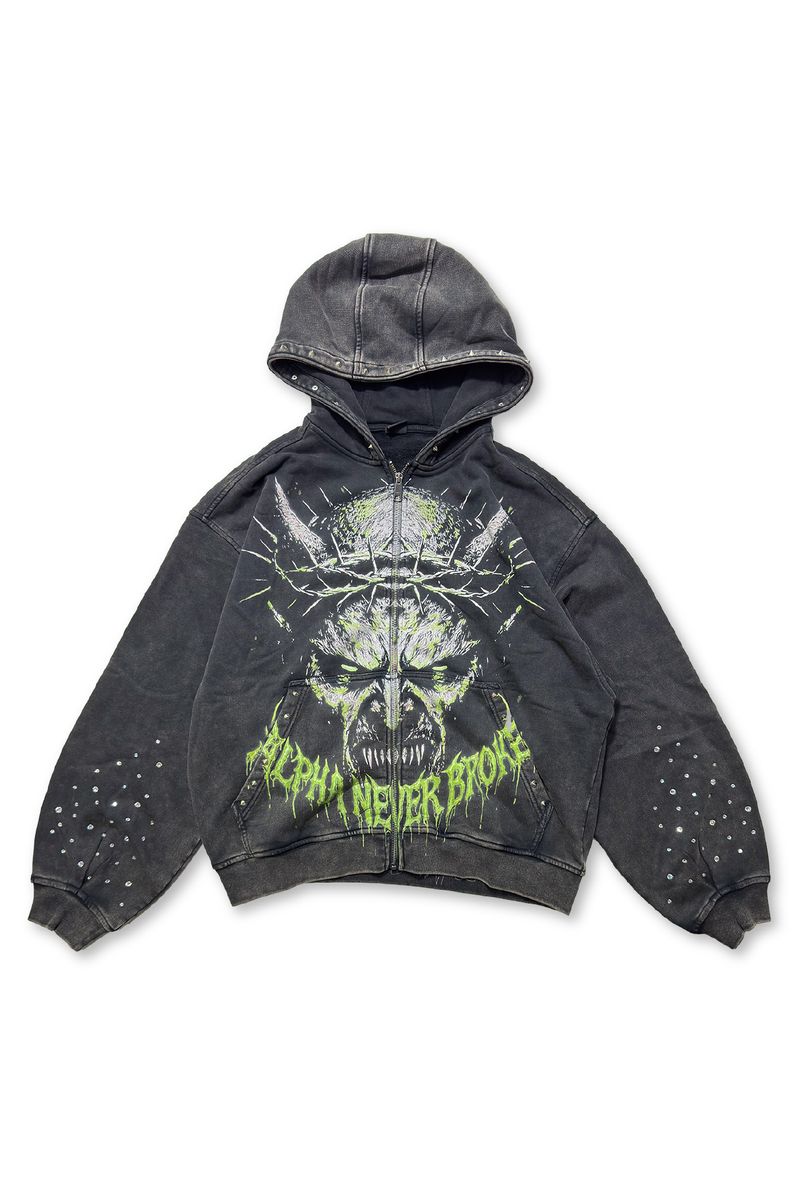 MENS ALPHA STYLE EREBUS ZIP UP HOODIE (BLACK)