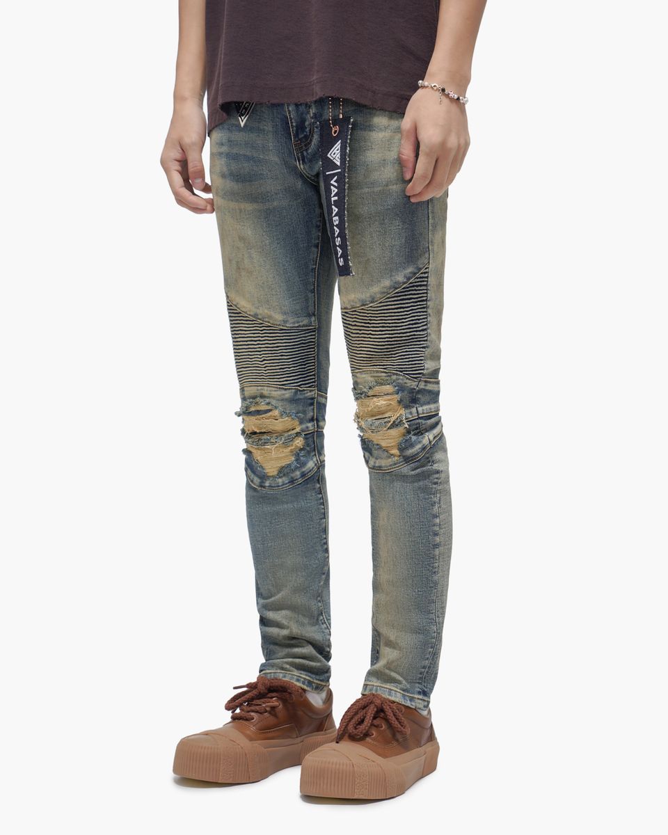 MENS VALABASAS "MR. BIKER" SKINNY JEAN (VINTAGE BLUE)