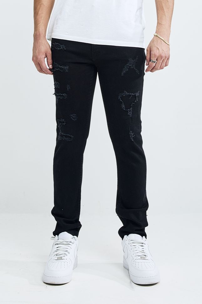 KIDS THREAD THEORY RIP AND REPAIR JEAN (JET BLACK)