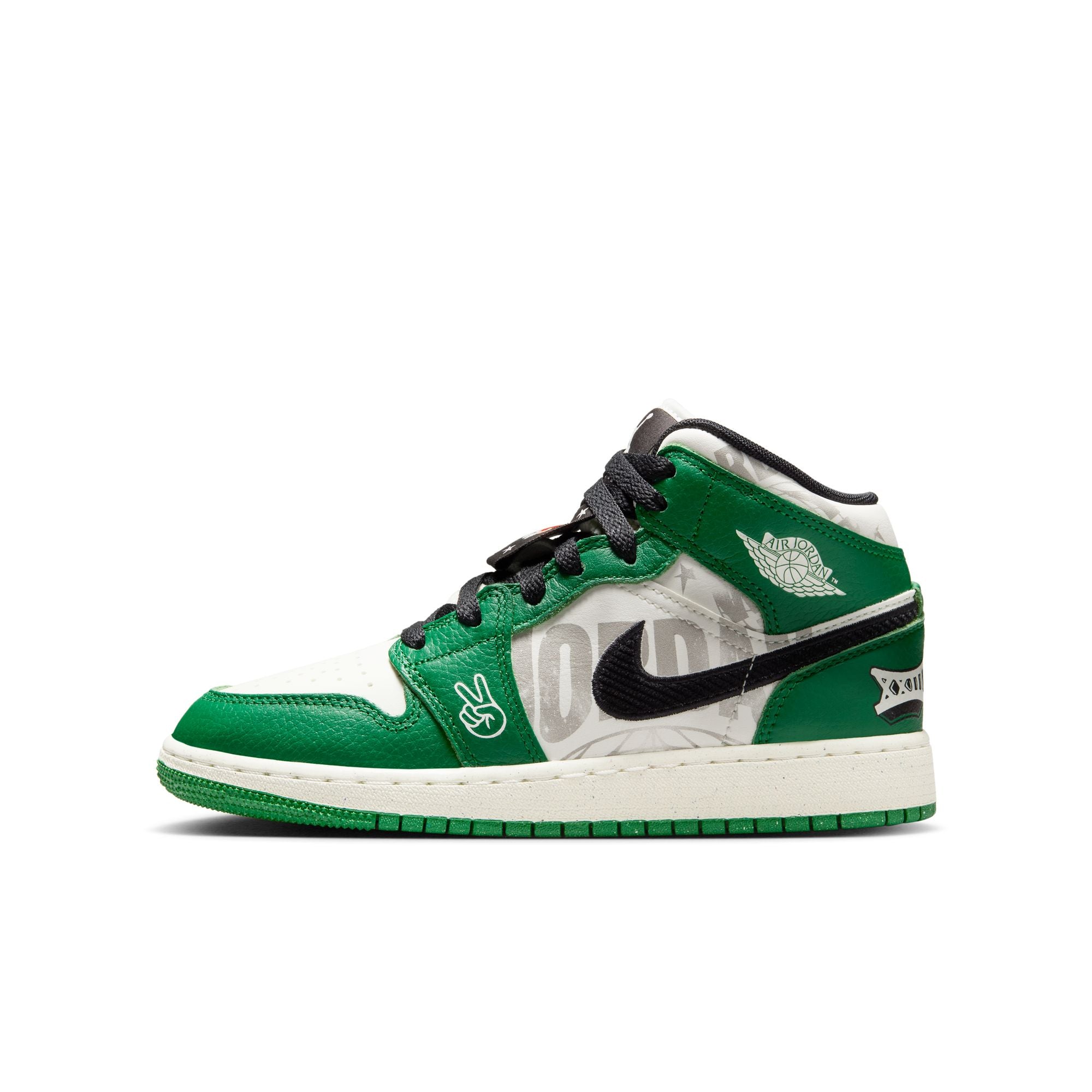 KIDS AIR JORDAN 1 MID SE GS (PINE GREEN/SAIL/BLACK/TEAM ORANGE)
