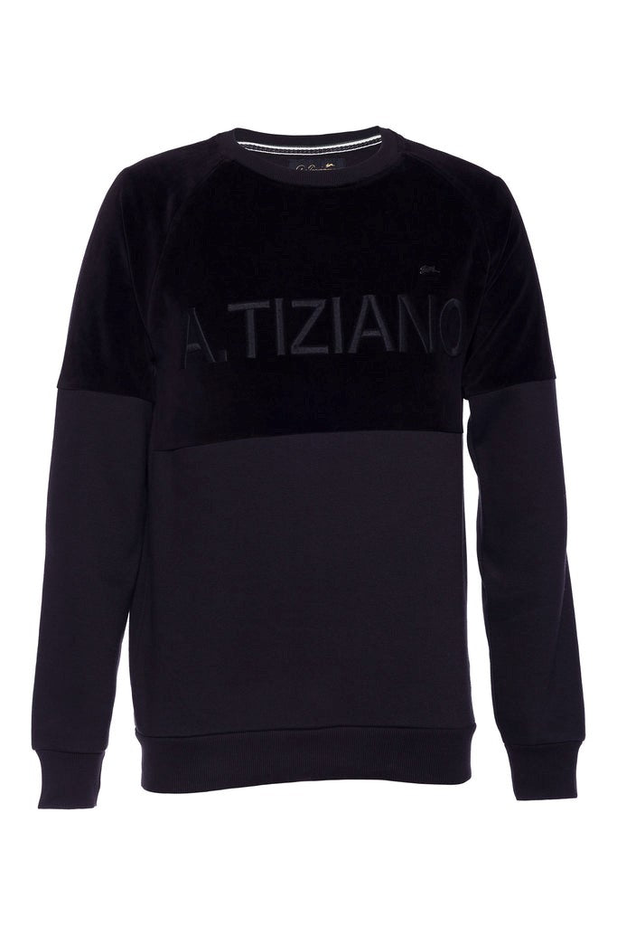 FRANCISCO | MENS VELOUR FLEECE KNIT CREWNECK (CAVIAR)
