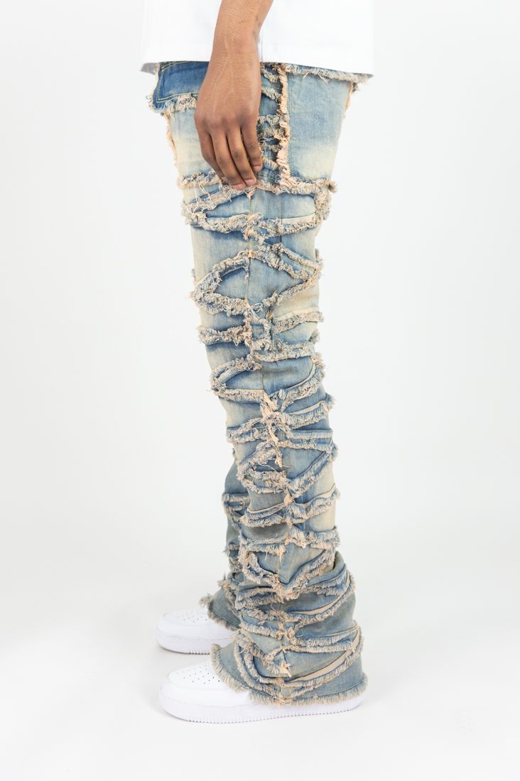 MENS ROAR DENIM X FRAY STACKED DENIM PANT (LIGHT VINTAGE)