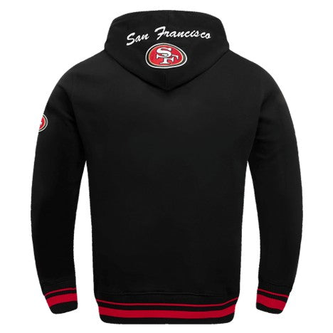 MENS PRO STANDARD SAN FRANCISCO 49ERS TEAM BADGE M RIB FLC PO HOODIE (BLACK/RED)