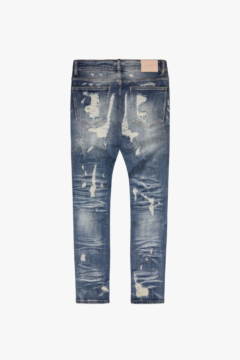 MENS VALABASAS "TEARAWAY" SKINNY JEAN (DARK BLUE WASH)