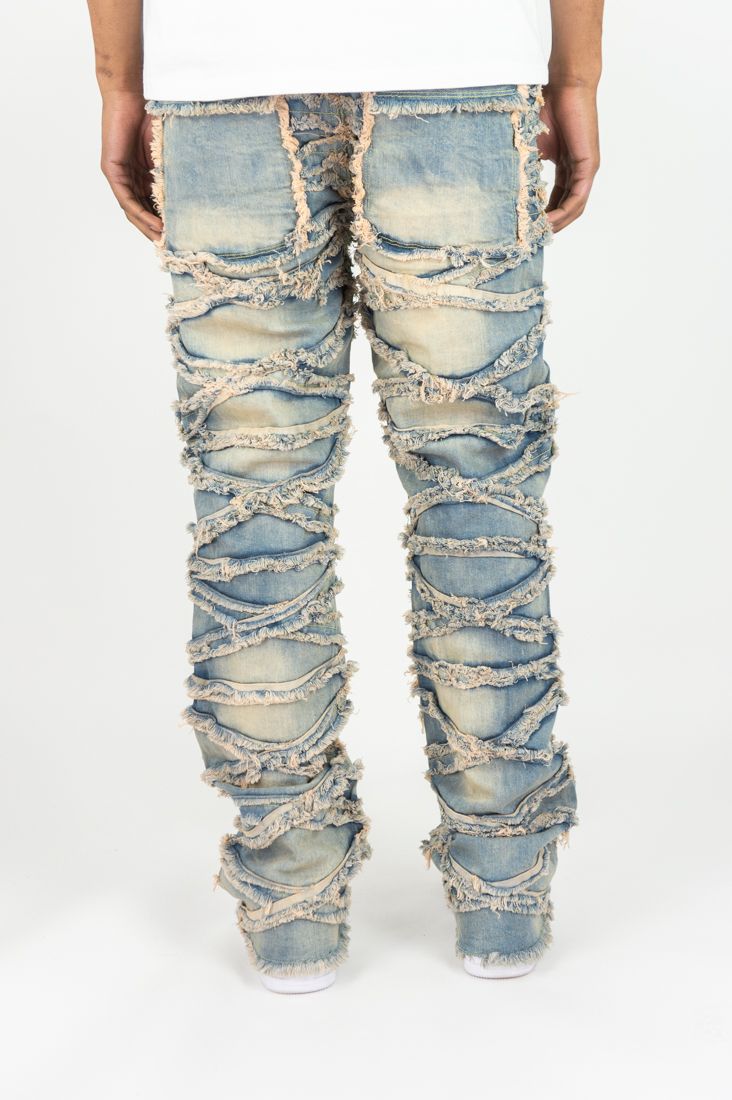 MENS ROAR DENIM X FRAY STACKED DENIM PANT (LIGHT VINTAGE)