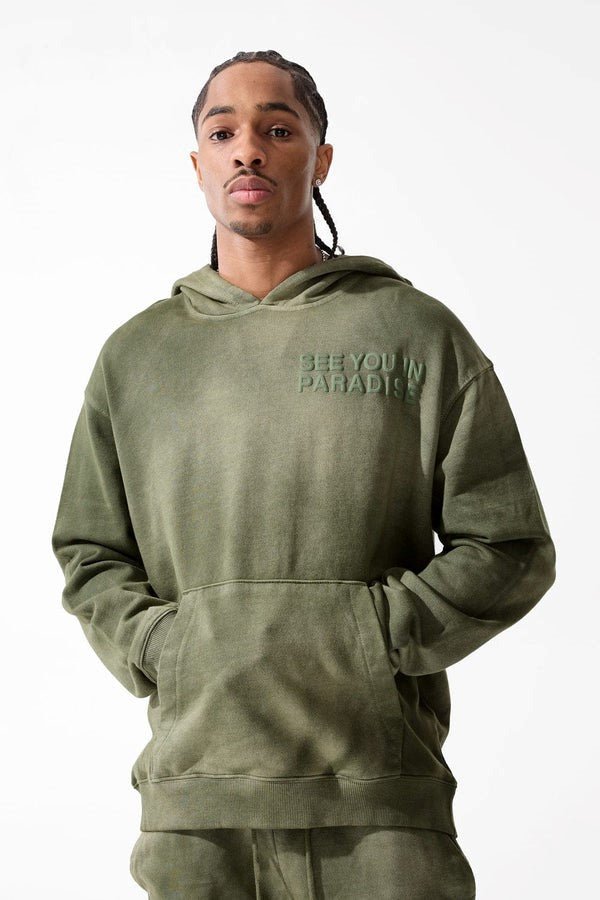 MENS JORDAN CRAIG PARADISE WASHED PULLOVER HOODIE (OLIVE)