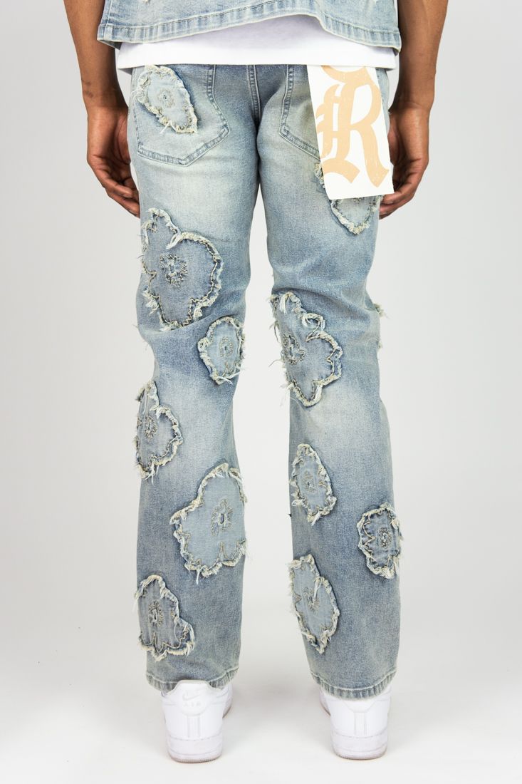 MENS R3BEL DENIM IN BLOOM JEAN (MEDIUM INDIGO)