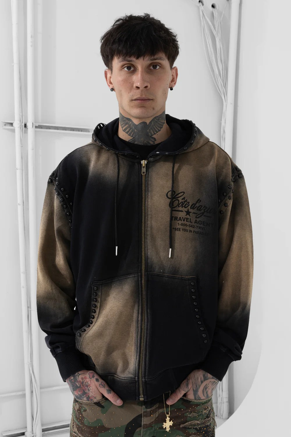 MENS JORDAN CRAIG ICON ZIP UP HOODIE (NATURE BLACK)