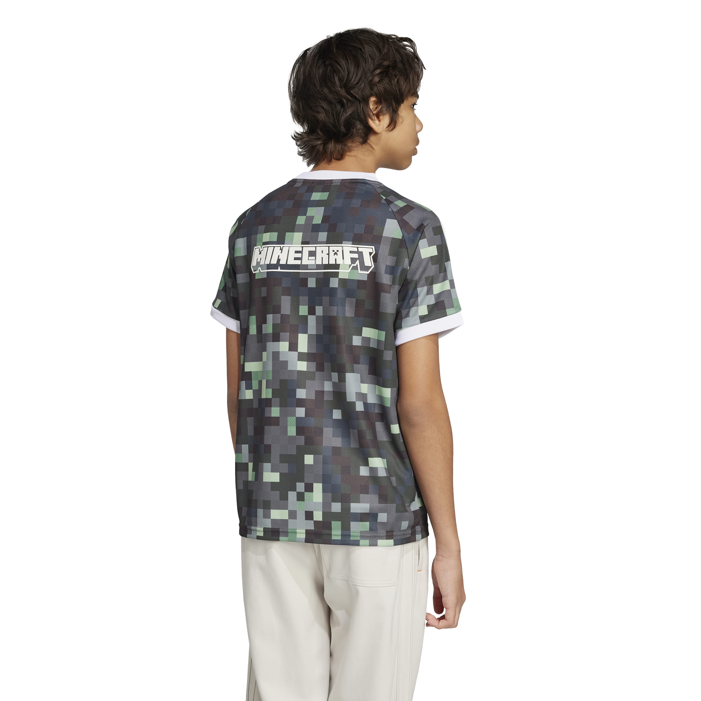 KIDS ADIDAS ORIGINALS X MINECRAFT GRAPHIC T-SHIRT (SILVER PEBBLE / MAGIC LIME / TRIBE GREEN / LEGEND IVY))