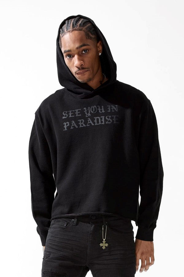 MENS JORDAN CRAIG SYIP CROPPED PULLOVER HOODIE (JET BLACK)