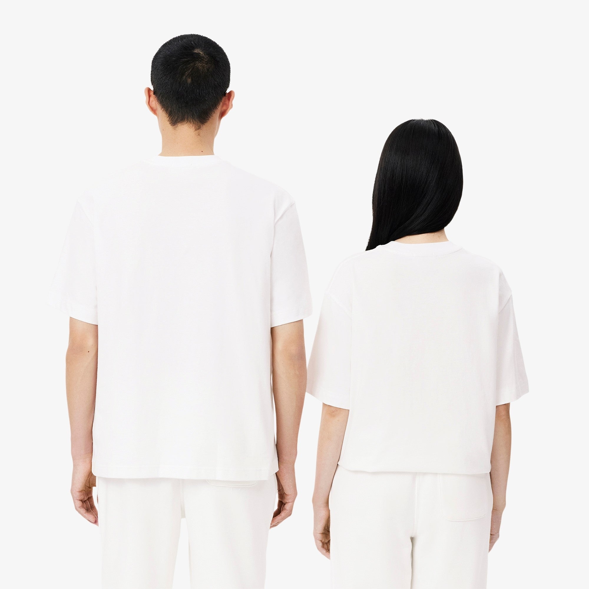 UNISEX LACOSTE LOOSE FIT HEAVY COTTON BADGE T-SHIRT (WHITE)