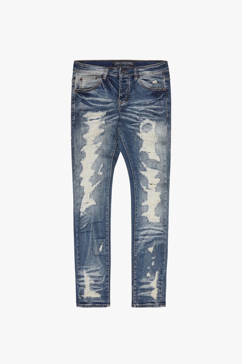 MENS VALABASAS "TEARAWAY" SKINNY JEAN (DARK BLUE WASH)