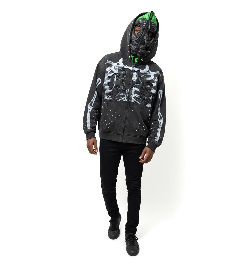 MENS ALPHA STYLE RADIOGRAPH ZIP UP HOODIE (BLACK)